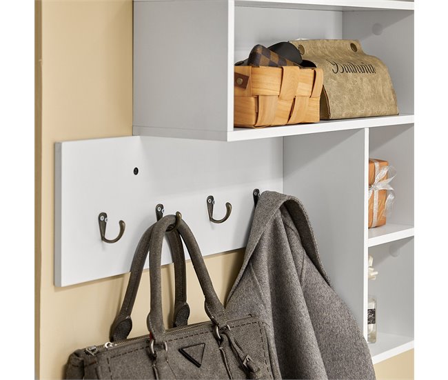 Perchero de pared con 5 compartimentos y 4 ganchos FHK17-W SoBuy Blanco
