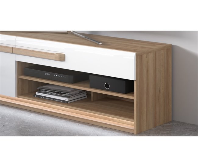 Mueble tv 1 puerta 1 cajón MONTREAL  Blanco Brillo