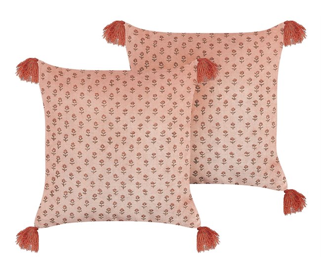 Beliani Cojín decorativo RUMHORA Rosa