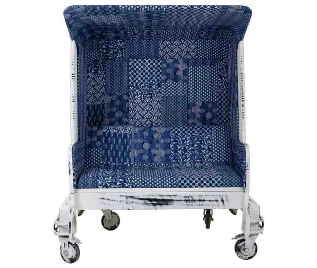 Sofá tuk tuk de metal y tapizado Blanco