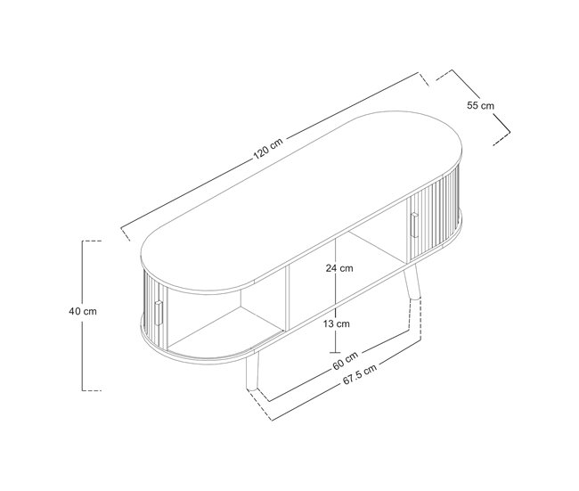 Mesa de centro Nordkapp con estantes MDF bambú [en.casa] Marron