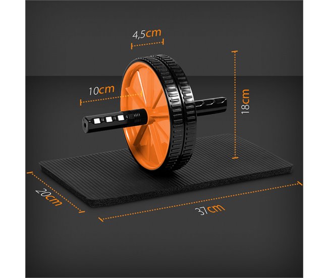 Set Rodillo abdominales y alfombrilla 2 Niveles Ergonómico Fitness Gridinlux Negro