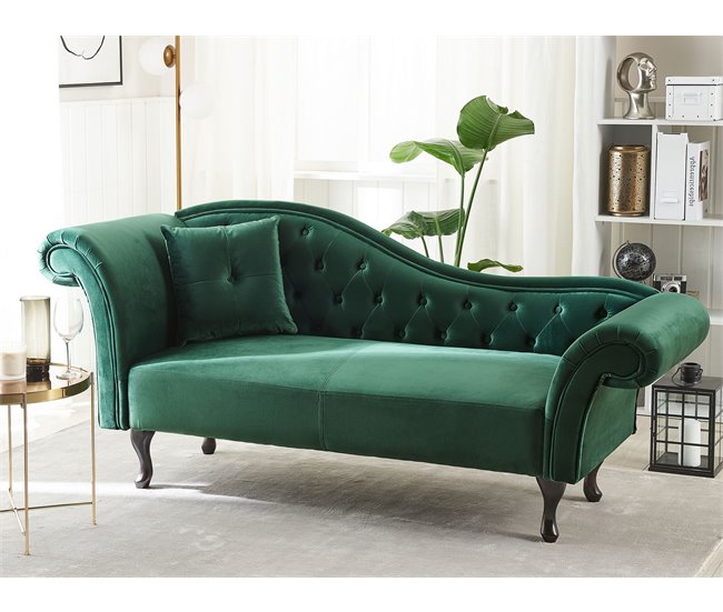 Beliani Chaise longue izquierdo Terciopelo LATTES Azul/ Verde