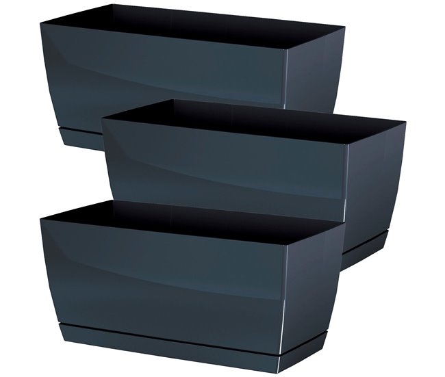 3x Jardinera de plastico Coubi Case P Grafito