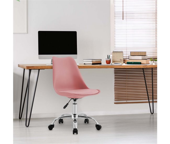 Silla de Escritorio con Ruedas Thinia Home Rosa
