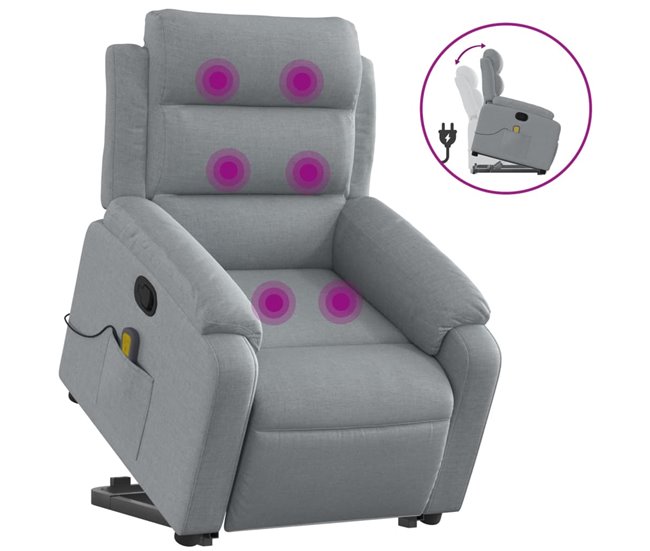 Sillón Reclinable De Masaje De Pie Gris Claro