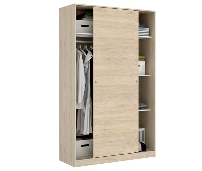 Armario 2 puertas efecto madera 120 Blanco