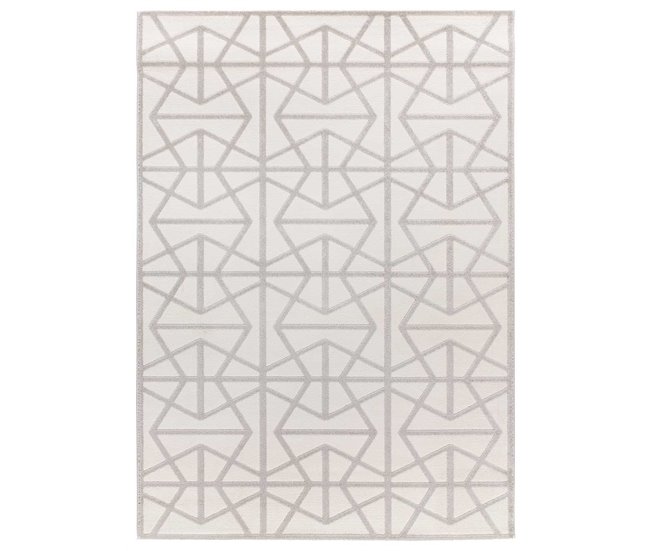 Alfombra geométrica con relieve FLORA - ATTICGO 80x150 Plateado