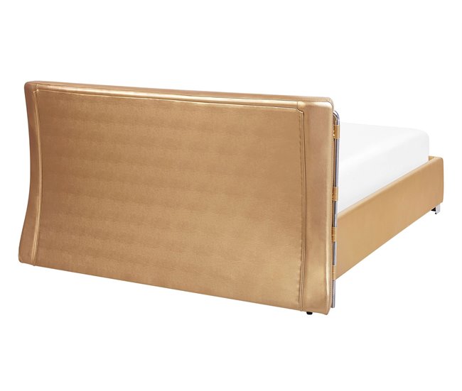 Beliani Cama de agua Piel PARIS 215x228 Dorado