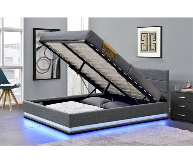 Cama con LED 180x200 Gris Oscuro