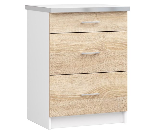 Armario de Cocina Independiente LIMA AKORD con estantes 60 Blanco/ Madera