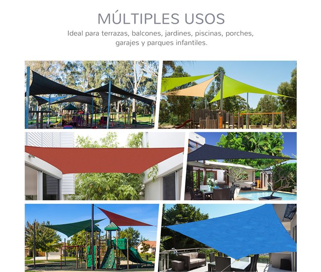 Toldo Vela Triangular PE Outsunny 300x300 Marron
