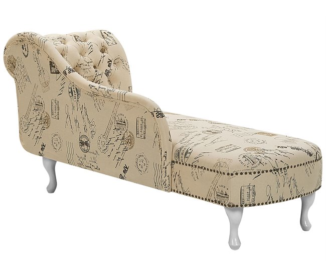 Beliani Chaise longue derecho Poliéster NIMES Beige