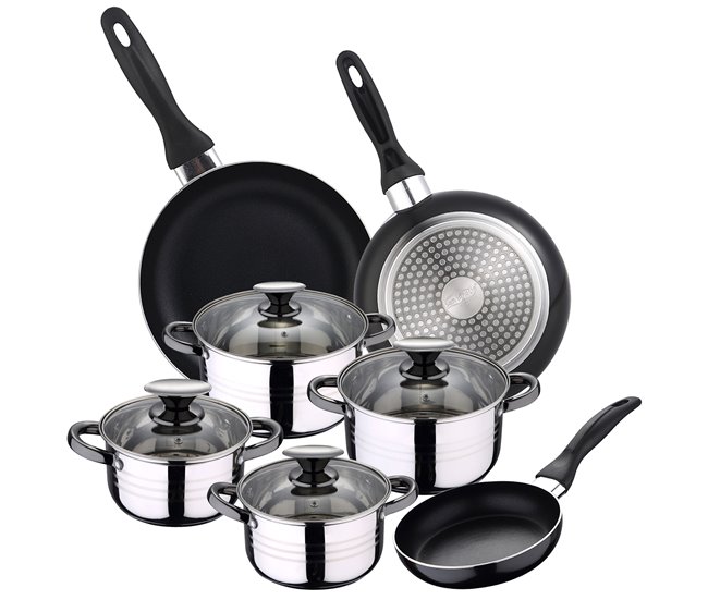 Set Bateria 8pc SIP + Set 3 sartenes Cromo