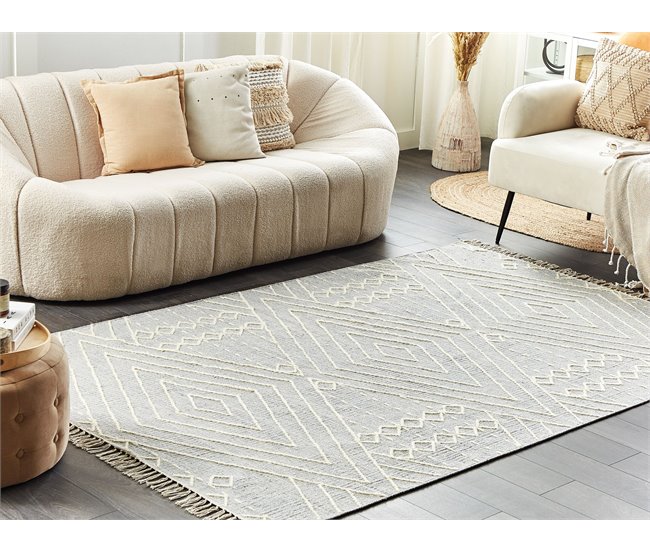 Beliani De pelo corto KHENIFRA 140x200 Blanco/ Beige