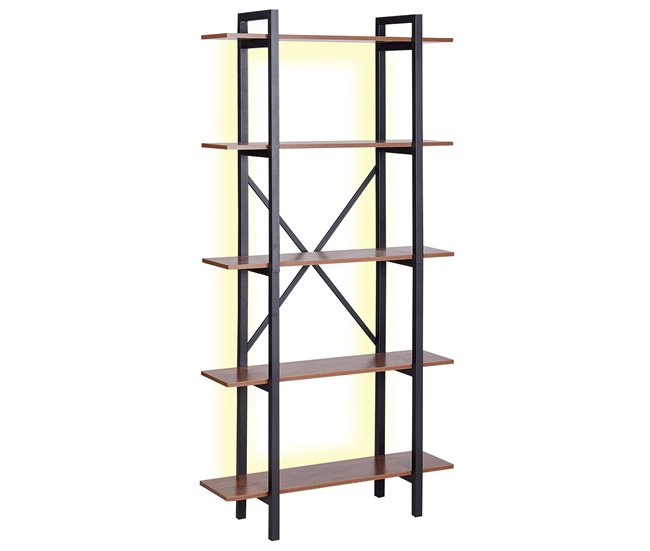 Estantería de 5 baldas LED de madera DARBY Marron