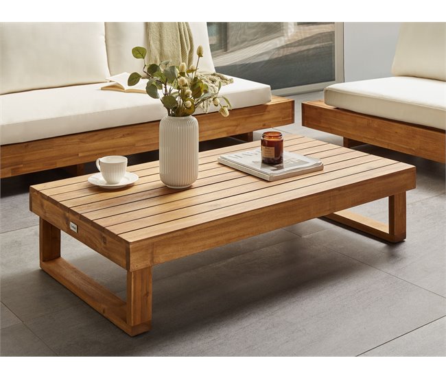 Beliani Mesa de jardín MARETTIMO Madera Clara