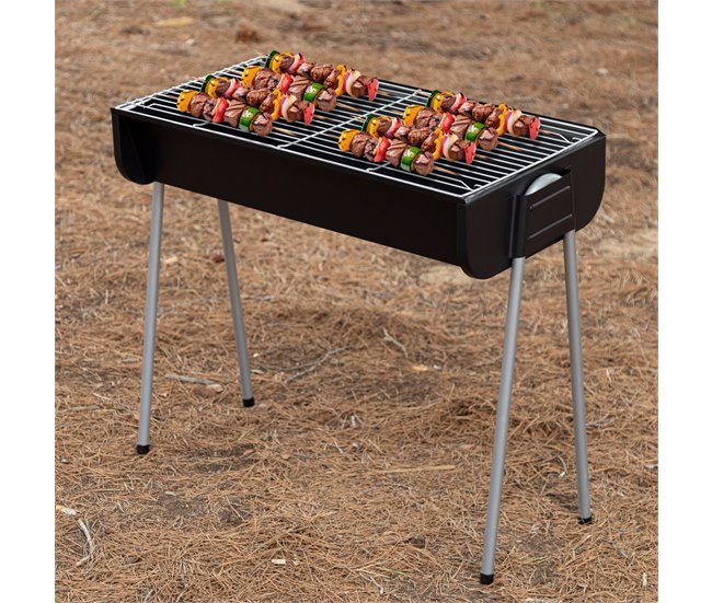 Aktive Barbacoa de carbón de acero con patas fijas Negro