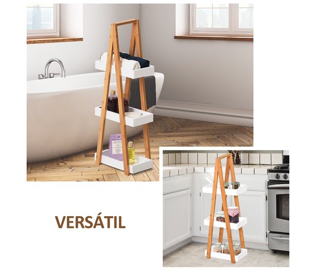 Armario de Baño Bambú, MDF kleankin, hogar - baño 30 Blanco