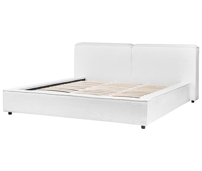 Beliani Cama con somier Bouclé LINARDS 230x242 Blanco