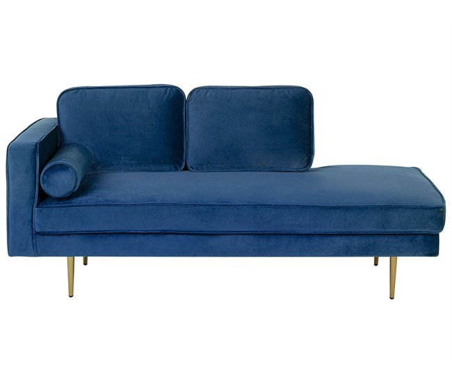 Beliani Chaise longue izquierdo Terciopelo MIRAMAS Azul Marino