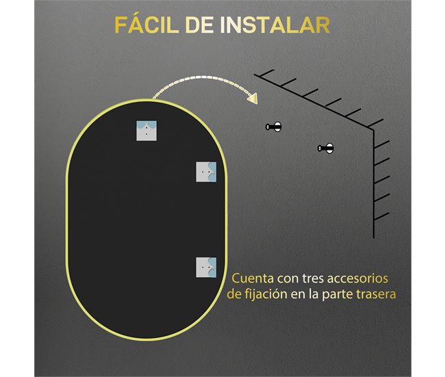 Espejo de Baño Vidrio, Aleación de Aluminio HOMCOM, hogar - baño Dorado