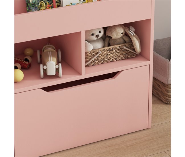 Estantería Infantil MDF, Nylon HOMCOM 60 Rosa