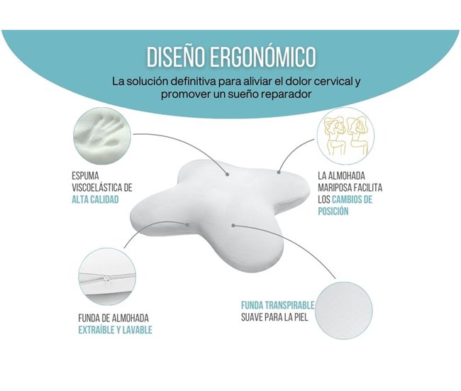 Almohada Mariposa Refrescante Gel Multiposiciones Blanco