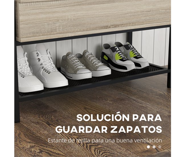 Banco Zapatero Melamina de Madera, Acero HOMCOM Marron