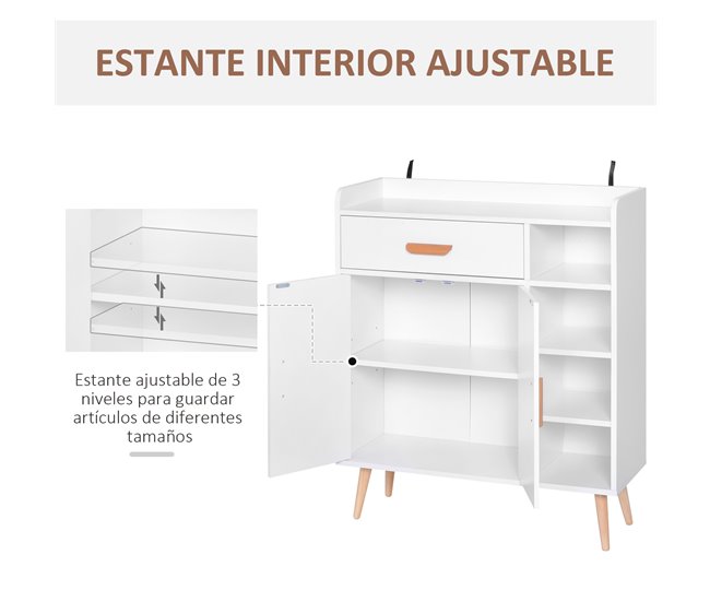 Aparador Tablero de partículas HOMCOM, hogar - muebles de comedor 80 Blanco