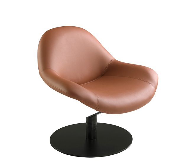 Sillón giratorio tapizado en polipiel y acero Marron