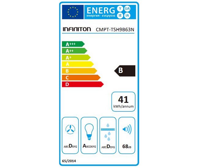 INFINITON Campana de Pared CMPT-TSH9B63N, 400 m3/h, T-Invertida Negro