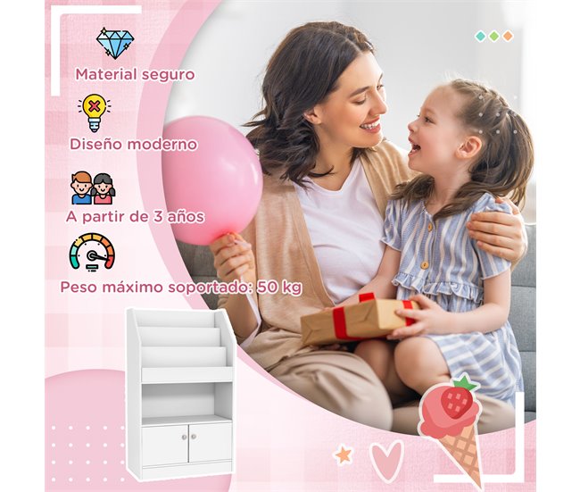 Estantería Juguetes Infantil MDF ZONEKIZ Blanco