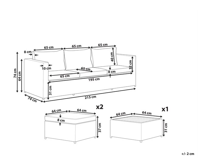 Beliani Conjunto de jardín SABBIA Gris Claro