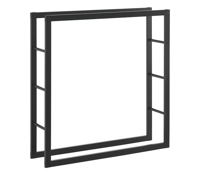 [en.casa] Soporte para leña Kasan Acero 100 Negro