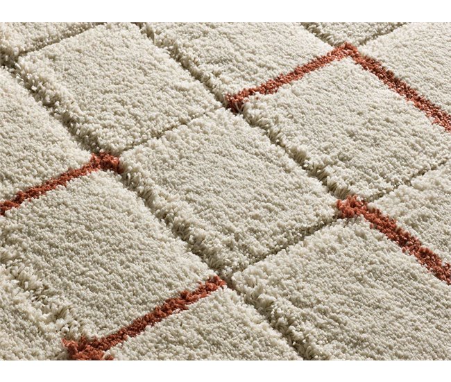 Alfombra shaggy geométrica con relieve BRENDA - ATTICGO 80x150 Cobre