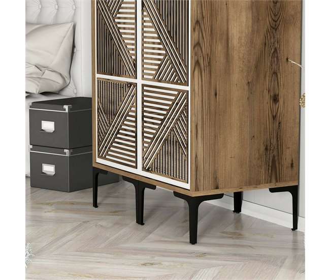 Armário 2 portas com efeito madeira 80 Blanco/ Madera