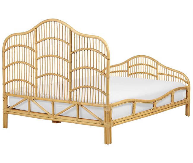 Beliani Cama Ratán DOMEYROT 147x207 Marron