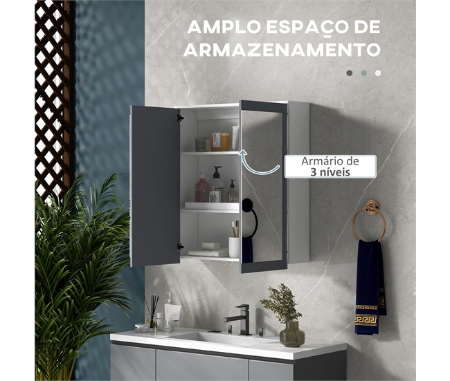 Armario con Espejo MDF, Vidrio kleankin, hogar - baño Blanco