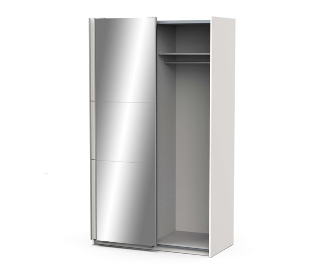 Armario Alto 2 Puertas Correderas con Espejo Ghost Blanco
