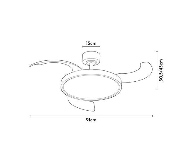 Ventilador techo JULIA S retractil led motor DC  Blanco