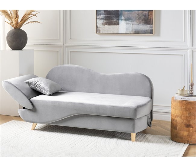 Beliani Chaise longue Terciopelo MERI Gris Claro