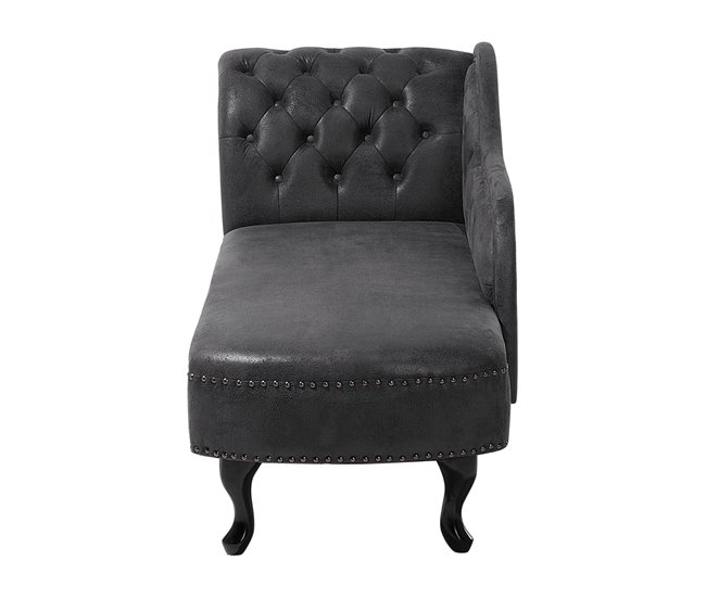 Beliani Chaise longue izquierdo Gamuza sintética NIMES Gris Oscuro
