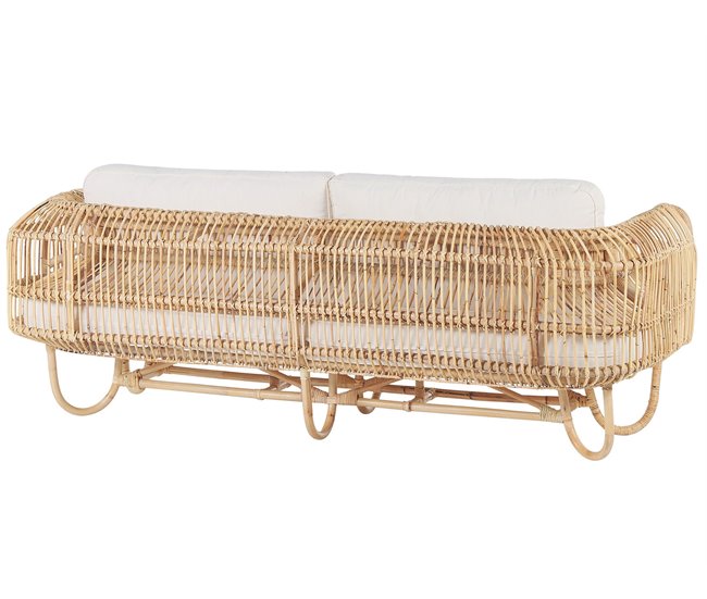 Beliani Conjunto de jardín Ratán DOLCEDO Blanco/ Beige