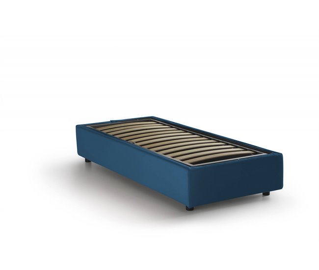 Cama individual en tela Azul Marino