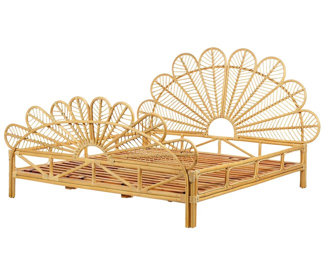 Beliani Cama Ratán FLORENTINE 187x207 Marron