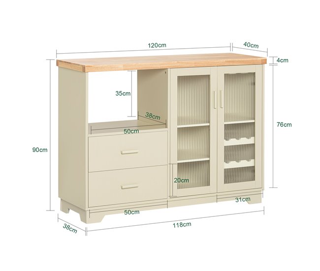 Aparador Cocina para microonda con 2 puertas SoBuy FSB81-MI 120 Beige