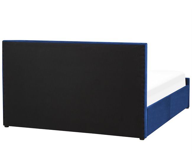 Beliani Cama con almacenaje Terciopelo ROCHEFORT 170x214 Azul Marino