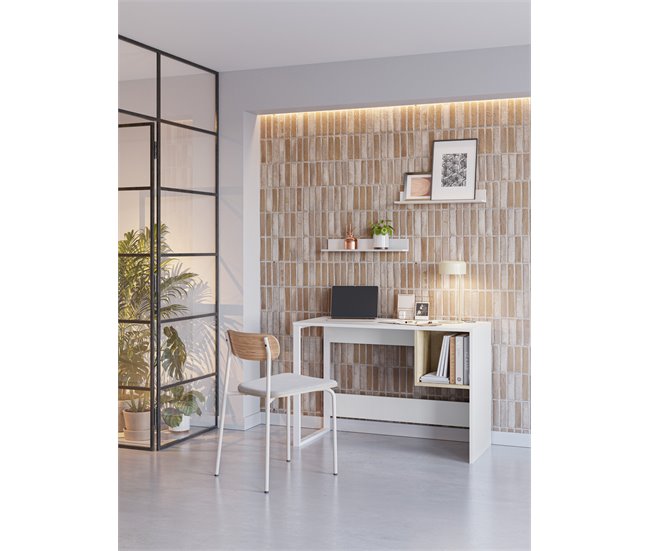 Mesa escritorio LYLY 1 hueco y pata metal Blanco