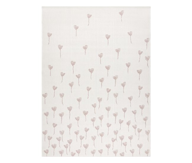 Alfombra de cuerda sisal FLAT Flores 140x200 Crema
